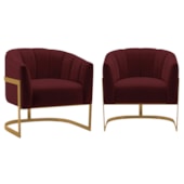Kit 2 Poltronas Decorativas Sala de Estar Recepção Mavie Base de Ferro Dourado Suede Bordo - Amarena Móveis