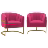 Kit 2 Poltronas Decorativas Sala de Estar Recepção Mavie Base de Ferro Dourado Suede Pink - Amarena Móveis
