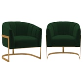 Kit 2 Poltronas Decorativas Sala de Estar Recepção Mavie Base de Ferro Dourado Suede Verde - Amarena Móveis