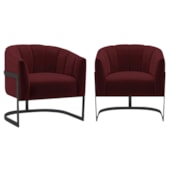Kit 2 Poltronas Decorativas Sala de Estar Recepção Mavie Base de Ferro Preto Suede Bordo - Amarena Móveis