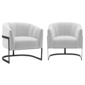 Kit 2 Poltronas Decorativas Sala de Estar Recepção Mavie Base de Ferro Preto Suede Branco - Amarena Móveis