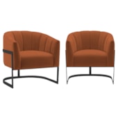 Kit 2 Poltronas Decorativas Sala de Estar Recepção Mavie Base de Ferro Preto Suede Terracota - Amarena Móveis