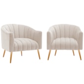 Kit 2 Poltronas Decorativas Sala de Estar Recepção Senna Linho Bege - Amarena Móveis
