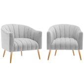 Kit 2 Poltronas Decorativas Sala de Estar Recepção Senna Linho Cinza Claro - Amarena Móveis