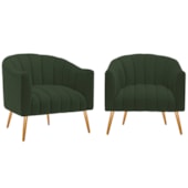 Kit 2 Poltronas Decorativas Sala de Estar Recepção Senna Linho Verde - Amarena Móveis