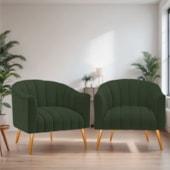 Kit 2 Poltronas Decorativas Sala de Estar Recepção Senna Linho Verde - Amarena Móveis