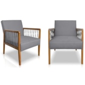 Kit 2 Poltronas Havaí SPZ Decorativa Sala Linho Cinza