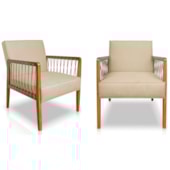 Kit 2 Poltronas Havaí SPZ Decorativa Sala Linho Dourado
