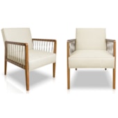 Kit 2 Poltronas Havaí SPZ Decorativa Sala Linho Pérola