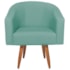 Kit 2 Poltronas Jade Decorativa Moderna Sala de Estar Quarto Escritório Conforto Pés Palito Corano Nozes e Suede Azul Ciano