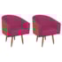 Kit 2 Poltronas Jade Decorativa Moderna Sala de Estar Quarto Escritório Conforto Pés Palito Corano Nozes e Suede Pink