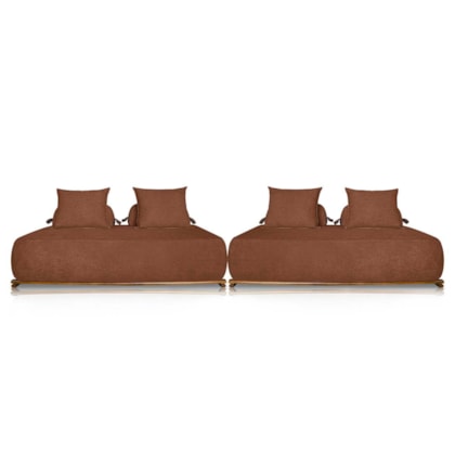 Kit 2 Sofás 3 Lugares Decoração Lazer Sala Ibiza SPZ 200cm Bouclé Terracota