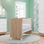 Kit Berço Cômoda com Cantoneira e Cômoda Infantil  4 Gavetas Brilhar Q01 Carvalho Rústico/Branco - Amarena Móveis