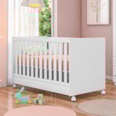 Kit Berço Mini Cama Taís Brilhar e Cômoda Sapateira 1 Porta e 4 Gavetas Alice Q01 Branco - Amarena Móveis
