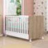 Kit Berço Mini Cama Taís, Guarda Roupa Infantil 2 Portas 2 Gavetas com Nicho e Cômoda Infantil 3 Gavetas com Nicho Q01 Carvalho Rústico/Branco