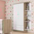 Kit Berço Mini Cama Taís, Guarda Roupa Infantil 2 Portas 2 Gavetas com Nicho e Cômoda Infantil 3 Gavetas com Nicho Q01 Carvalho Rústico/Branco