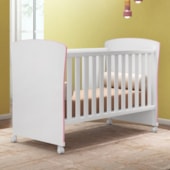 Kit Berço Mini Cama Tati e Guarda Roupa Infantil 3 Portas e 2 Gavetas Brilhar Q01 Branco/Rosa - Amarena Móveis