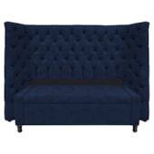 Kit Cabeceira e Calçadeira Baú Casal Everest P02 140 cm para cama Box Suede Azul Marinho - Amarena Móveis