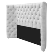 Kit Cabeceira e Calçadeira Baú Casal Everest P02 140 cm para cama Box Suede Branco - Amarena Móveis