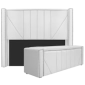 Kit Cabeceira e Calçadeira Baú Casal Minsk P02 140 cm para cama Box Corano Branco - Amarena Móveis