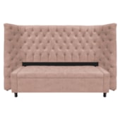 Kit Cabeceira e Calçadeira Baú King Everest P02 195 cm para cama Box Suede Rosê - Amarena Móveis