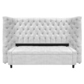 Kit Cabeceira e Calçadeira Baú Queen Everest P02 160 cm para cama Box Suede Branco - Amarena Móveis