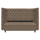Kit Cabeceira e Calçadeira Baú Queen Everest P02 160 cm para cama Box Suede Marrom - Amarena Móveis