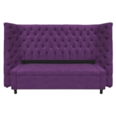 Kit Cabeceira e Calçadeira Baú Queen Everest P02 160 cm para cama Box Suede Roxo - Amarena Móveis