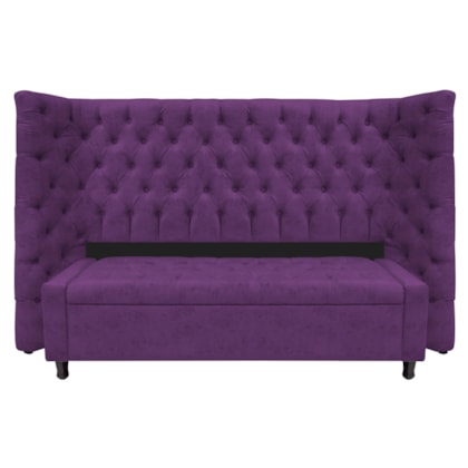 Kit Cabeceira e Calçadeira Baú Queen Everest P02 160 cm para cama Box Suede Roxo - Amarena Móveis