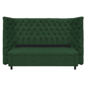 Kit Cabeceira e Calçadeira Baú Queen Everest P02 160 cm para cama Box Suede Verde - Amarena Móveis