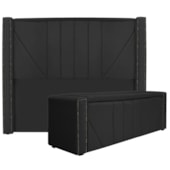 Kit Cabeceira e Calçadeira Baú Queen Minsk P02 160 cm para cama Box Corano Preto - Amarena Móveis