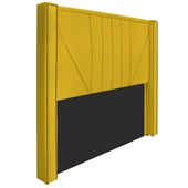 Kit Cabeceira e Calçadeira Baú Solteiro Minsk P02 90 cm para cama Box Corano Amarelo - Amarena Móveis