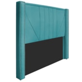 Kit Cabeceira e Calçadeira Baú Solteiro Minsk P02 90 cm para cama Box Suede Azul Turquesa - Amarena Móveis