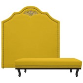 Kit Cabeceira e Calçadeira Casal Orlando P02 140 cm para cama Box Corano Amarelo - Amarena Móveis