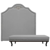 Kit Cabeceira e Calçadeira Casal Orlando P02 140 cm para cama Box Corano Cinza - Amarena Móveis