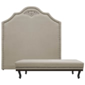 Kit Cabeceira e Calçadeira Casal Orlando P02 140 cm para cama Box Suede Bege - Amarena Móveis