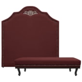Kit Cabeceira e Calçadeira Casal Orlando P02 140 cm para cama Box Suede Bordô - Amarena Móveis