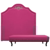 Kit Cabeceira e Calçadeira Casal Orlando P02 140 cm para cama Box Suede Pink - Amarena Móveis
