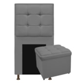 Kit Cabeceira e Calçadeira Copenhague 100 cm Solteiro Corano Cinza AM Decor