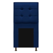 Kit Cabeceira e Calçadeira Copenhague 100 cm Solteiro Suede Azul Marinho AM Decor