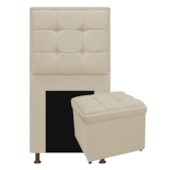 Kit Cabeceira e Calçadeira Copenhague 100 cm Solteiro Suede Bege AM Decor