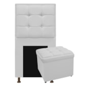Kit Cabeceira e Calçadeira Copenhague 100 cm Solteiro Suede Branco AM Decor