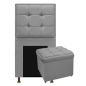 Kit Cabeceira e Calçadeira Copenhague 100 cm Solteiro Suede Cinza AM Decor
