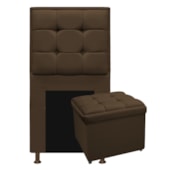 Kit Cabeceira e Calçadeira Copenhague 100 cm Solteiro Suede Marrom AM Decor