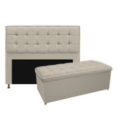 Kit Cabeceira e Calçadeira Copenhague 140 cm Casal Corano Bege AM Decor