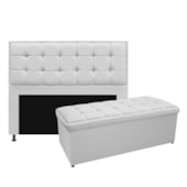 Kit Cabeceira e Calçadeira Copenhague 140 cm Casal Corano Branco AM Decor