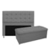 Kit Cabeceira e Calçadeira Copenhague 140 cm Casal Corano Cinza AM Decor