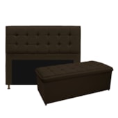 Kit Cabeceira e Calçadeira Copenhague 140 cm Casal Corano Marrom AM Decor
