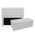Kit Cabeceira e Calçadeira Copenhague 140 cm Casal Suede Branco AM Decor