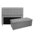 Kit Cabeceira e Calçadeira Copenhague 140 cm Casal Suede Cinza AM Decor